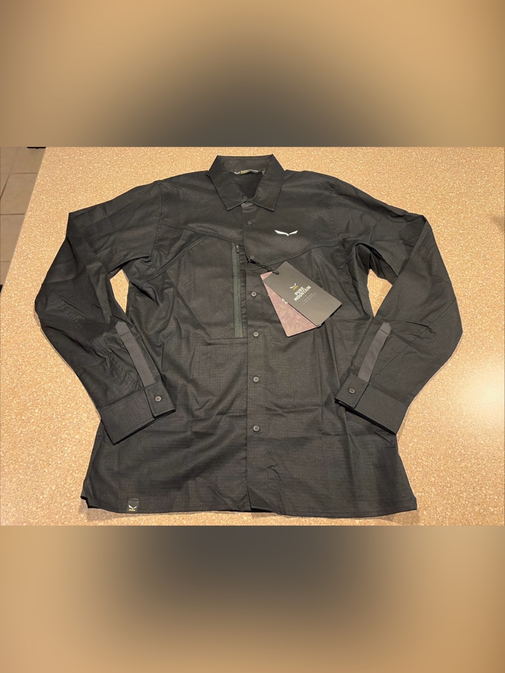 Salewa Lavaredo Hemp Long Sleeve Button Down Shirt Black Out Men US Small /EU 48